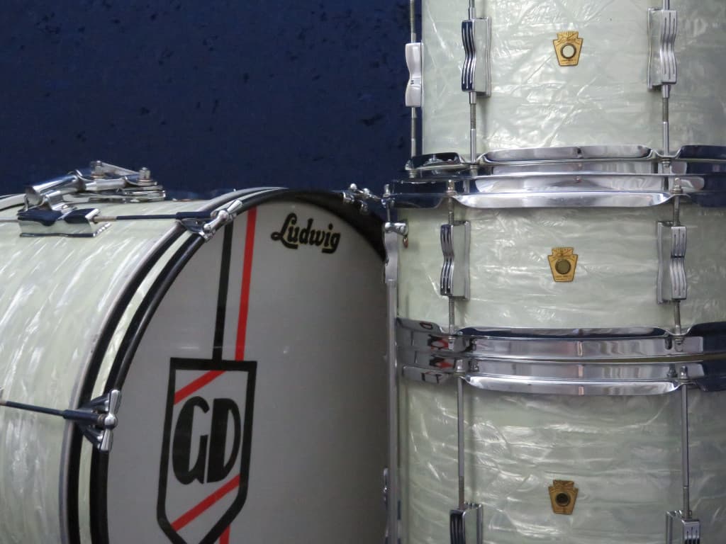 Ludwig Club Date 4 Piece White Marine Pearl Wood Drum Set 1966 Serial #296290 Ludwig Club Date 4 Piece White Marine Pearl Wood Drum Set 1966 Serial #296290