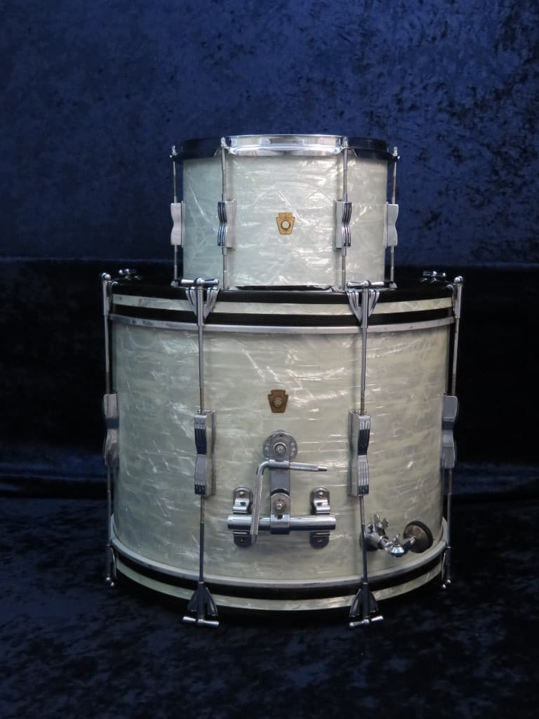 Ludwig Club Date 4 Piece White Marine Pearl Wood Drum Set 1966 Serial #296290