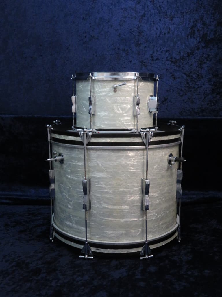 Ludwig Club Date 4 Piece White Marine Pearl Wood Drum Set 1966 Serial #296290