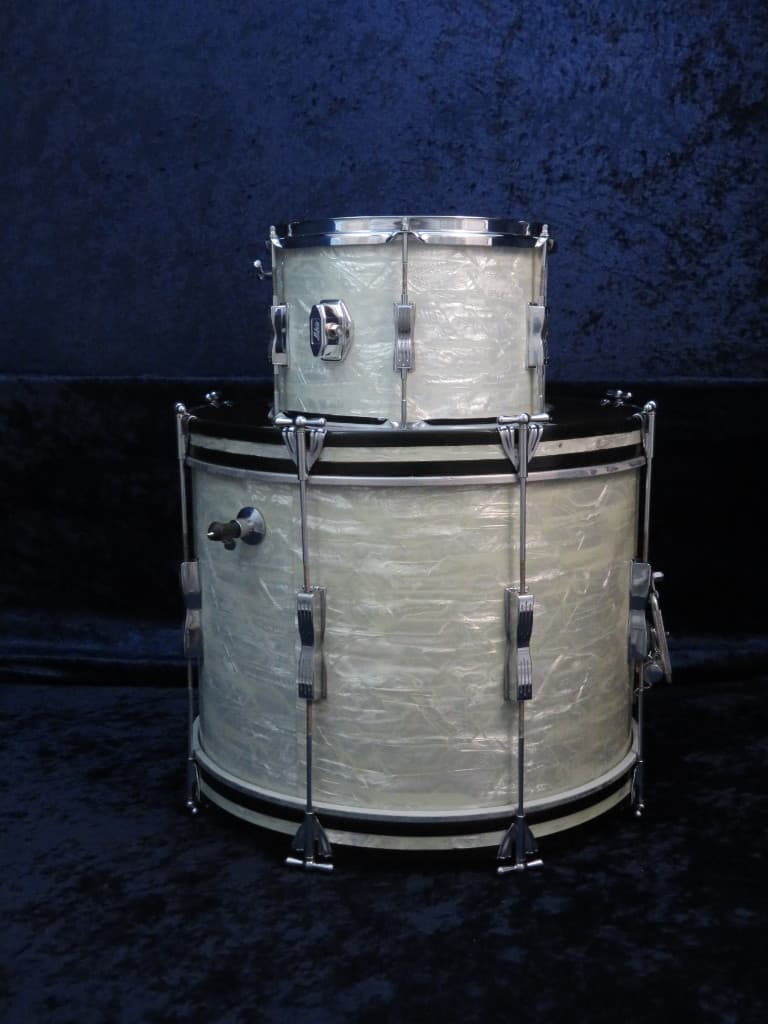 Ludwig Club Date 4 Piece White Marine Pearl Wood Drum Set 1966 Serial #296290