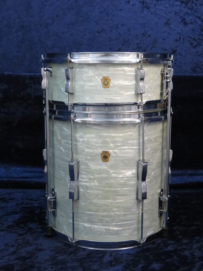 Ludwig Club Date 4 Piece White Marine Pearl Wood Drum Set 1966 Serial #296290