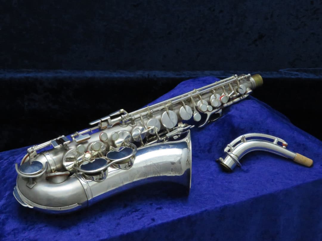 King Zephyr Silver Alto Saxophone with Art Deco 1930's Serial #196028