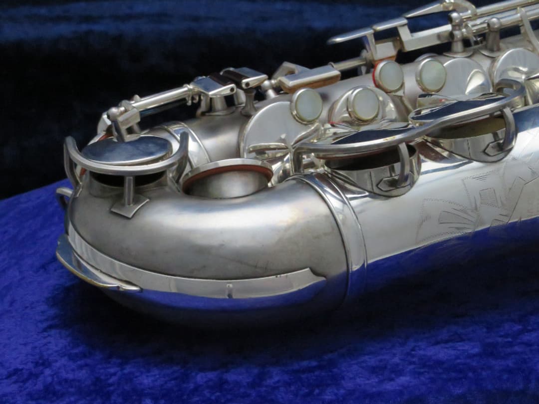 King Zephyr Silver Alto Saxophone with Art Deco 1930's Serial #196028