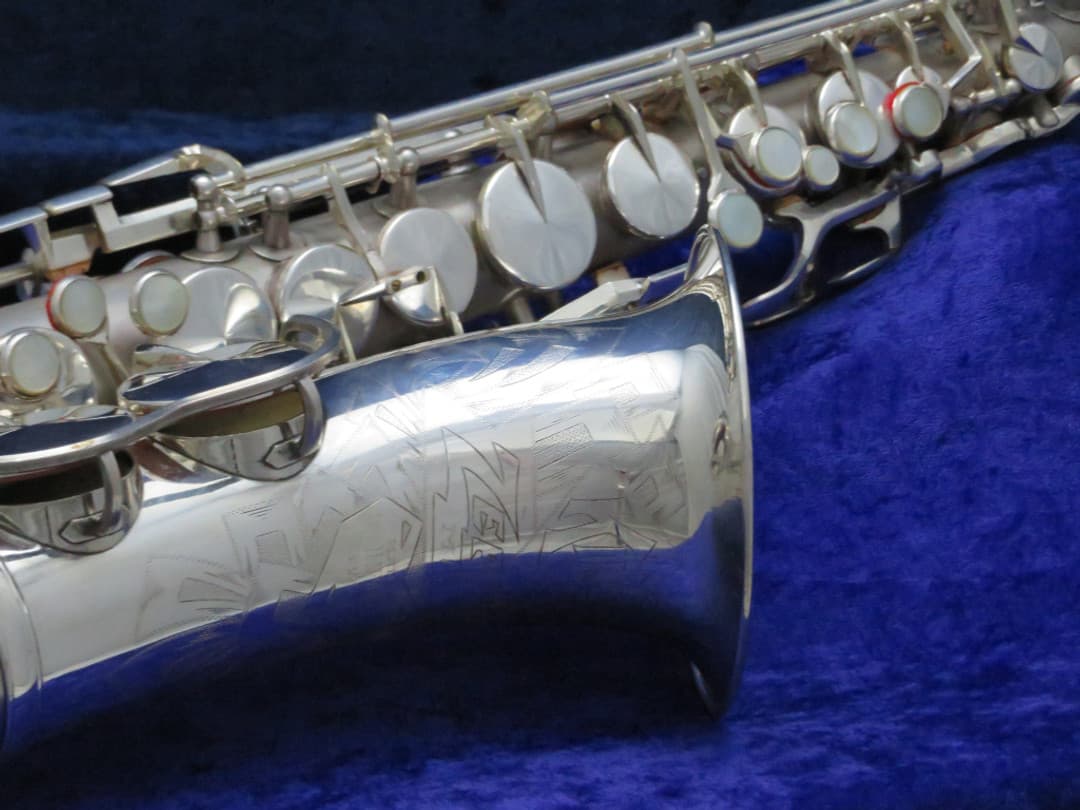 King Zephyr Silver Alto Saxophone with Art Deco 1930's Serial #196028