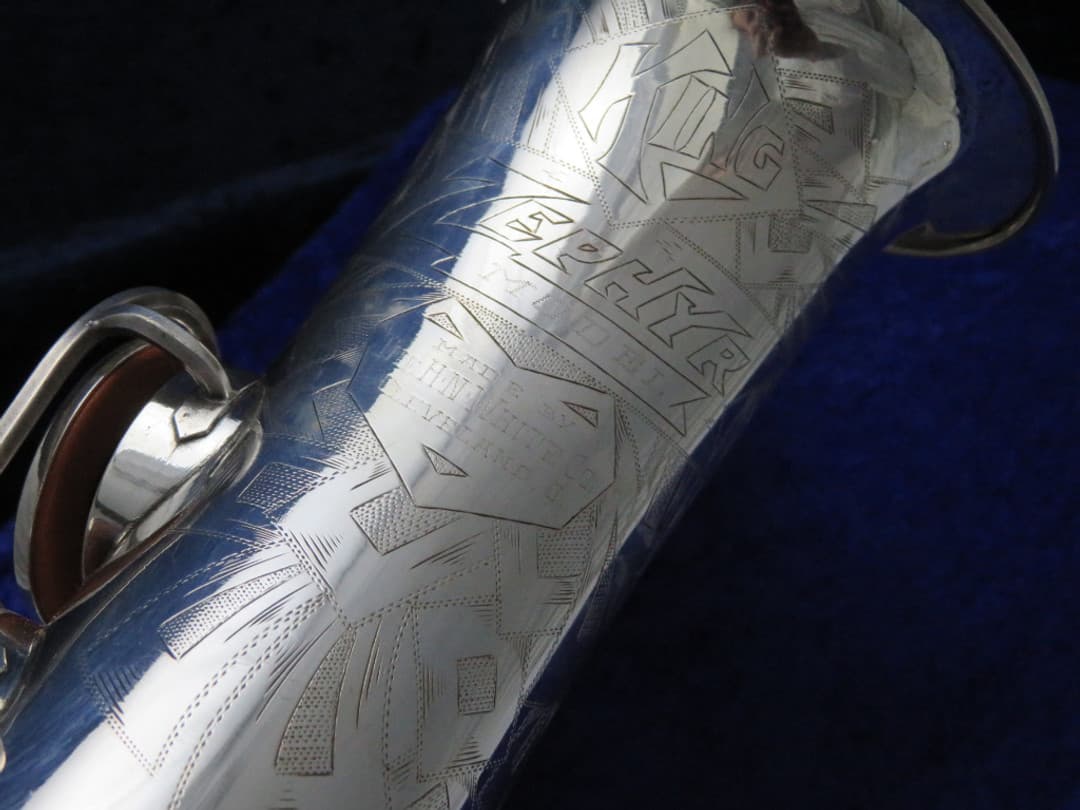 King Zephyr Silver Alto Saxophone with Art Deco 1930's Serial #196028