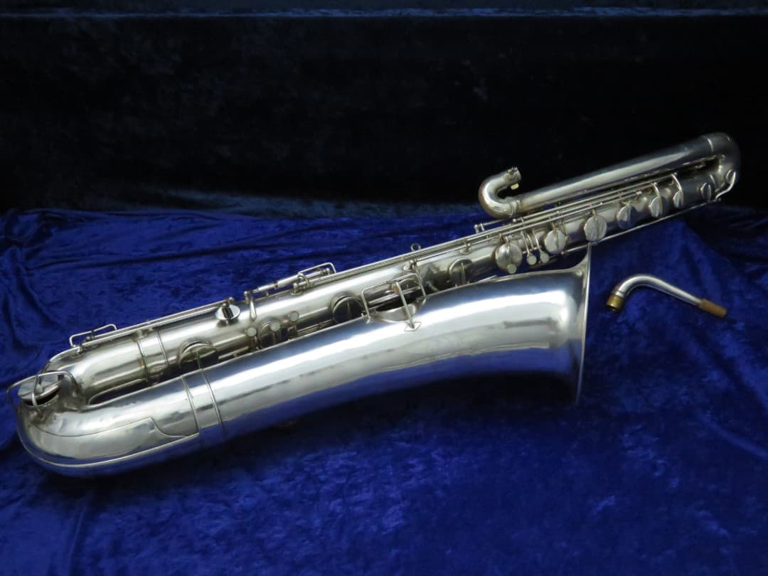 Buescher The Buescher True Tone Silver Bass Saxophone Serial #37187 Buescher The Buescher True Tone Silver Bass Saxophone Serial #37187
