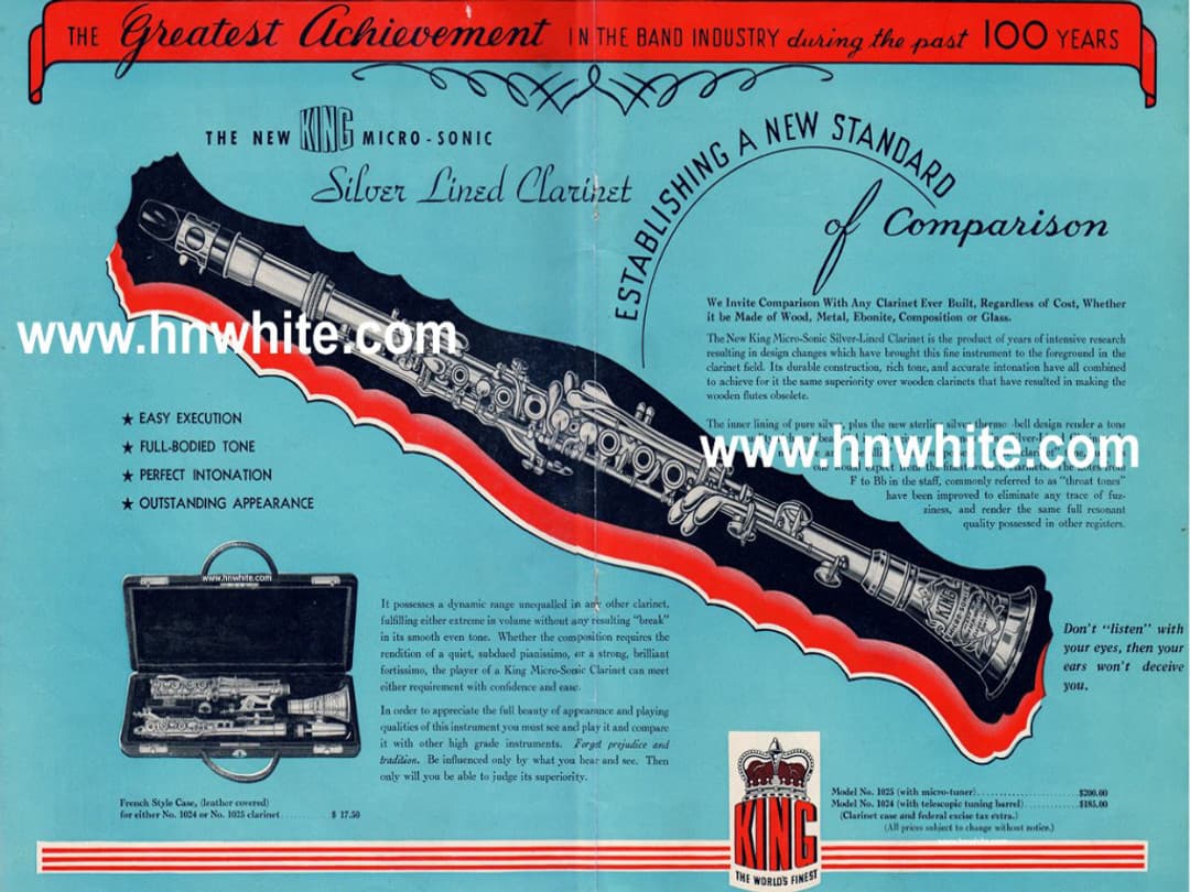 King Micro-Sonic Metal Bb Soprano Clarinet 1940's Serial #269339 Overhauled