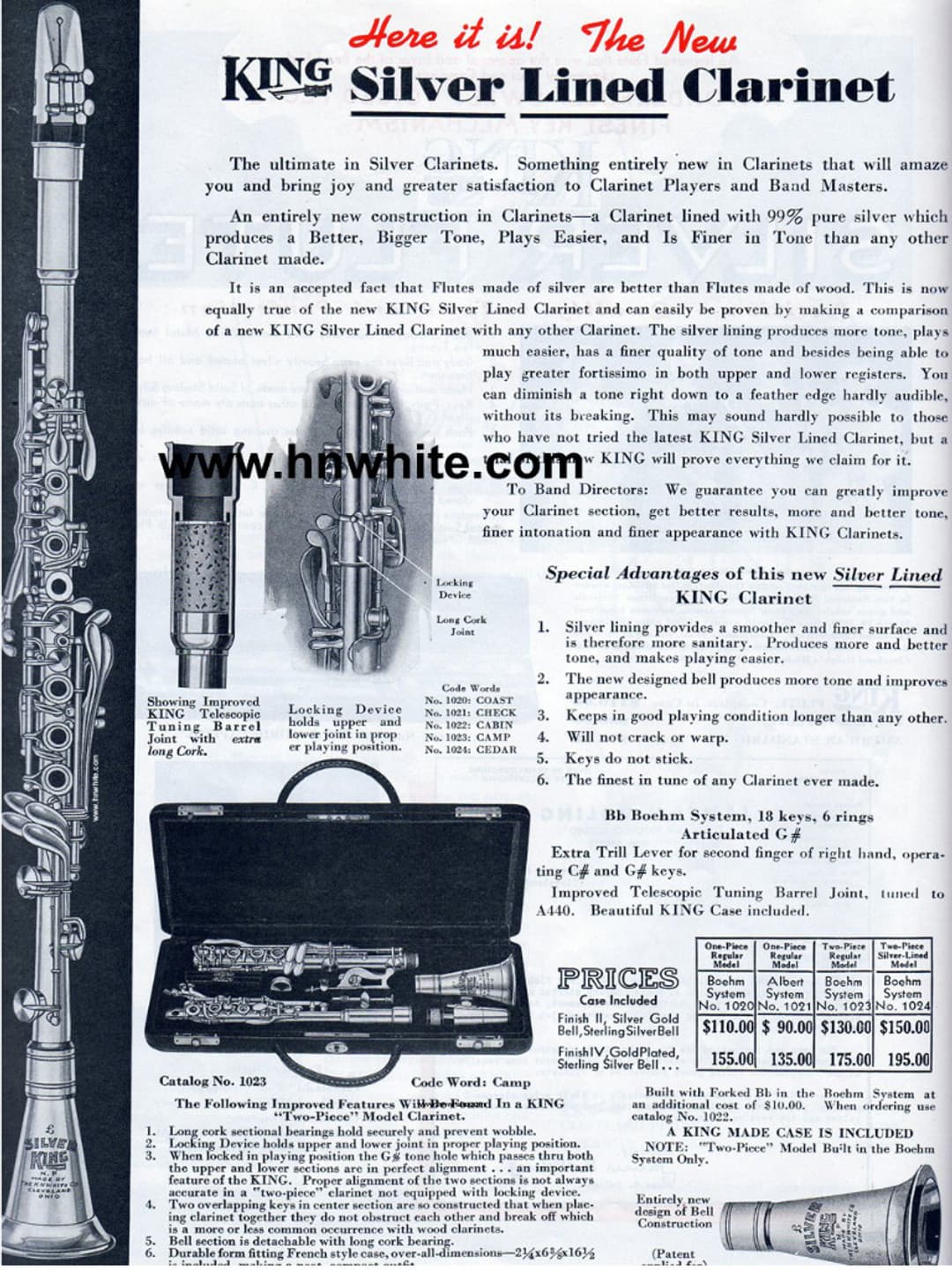 King Micro-Sonic Metal Bb Soprano Clarinet 1940's Serial #269339 Overhauled