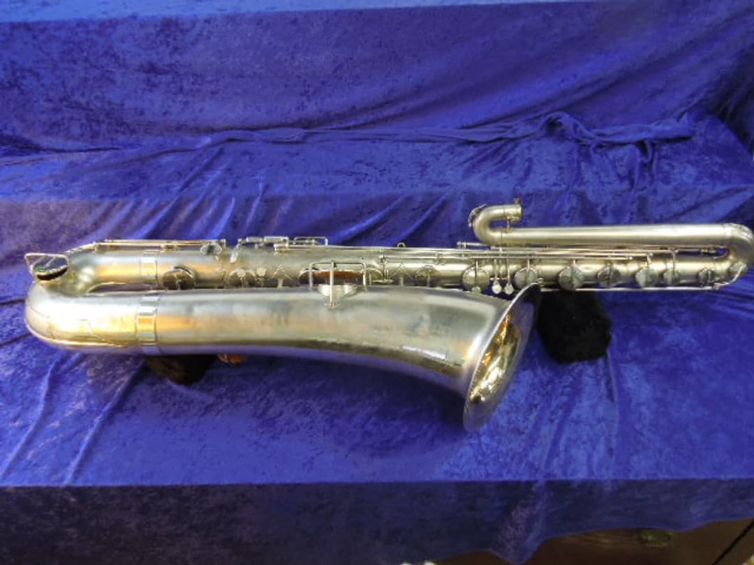 Buescher The Buescher True-Tone Silver Bass Saxophone Serial #178369 Buescher The Buescher True-Tone Silver Bass Saxophone Serial #178369
