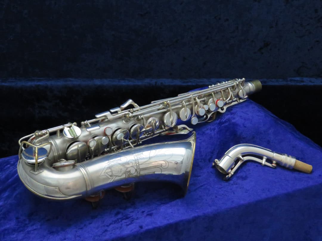 C.G. Conn Silver Alto Saxophone with Naked Lady 1935 Serial #M269360A