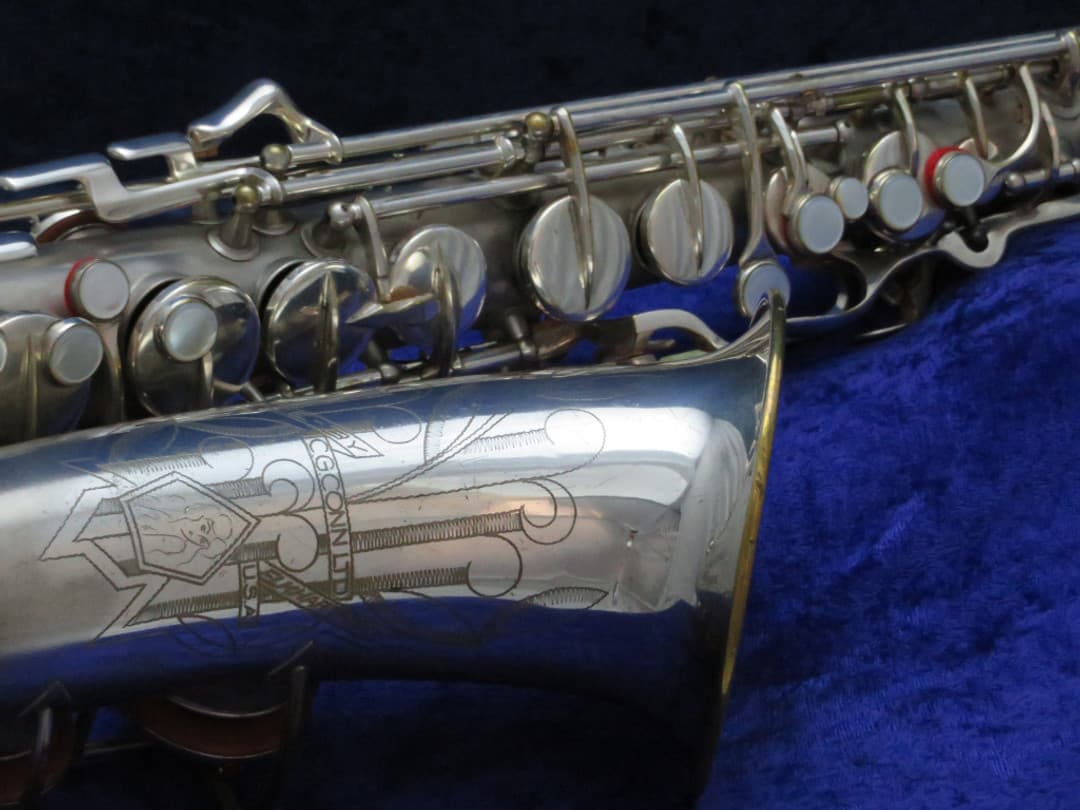 C.G. Conn Silver Alto Saxophone with Naked Lady 1935 Serial #M269360A