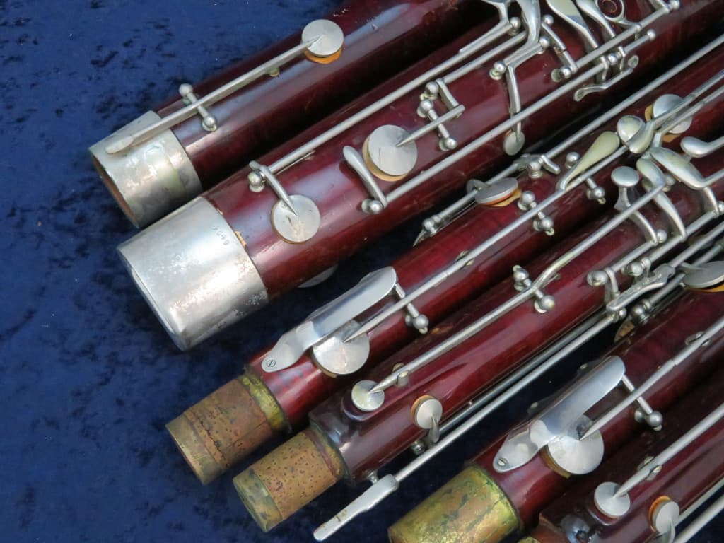 Pair of Wood Bassoons Schreiber Serial #4049 and Schreiber Serial #5571