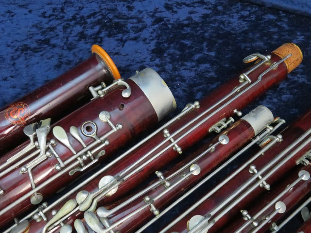 Pair of Wood Bassoons Schreiber Serial #4049 and Schreiber Serial #5571