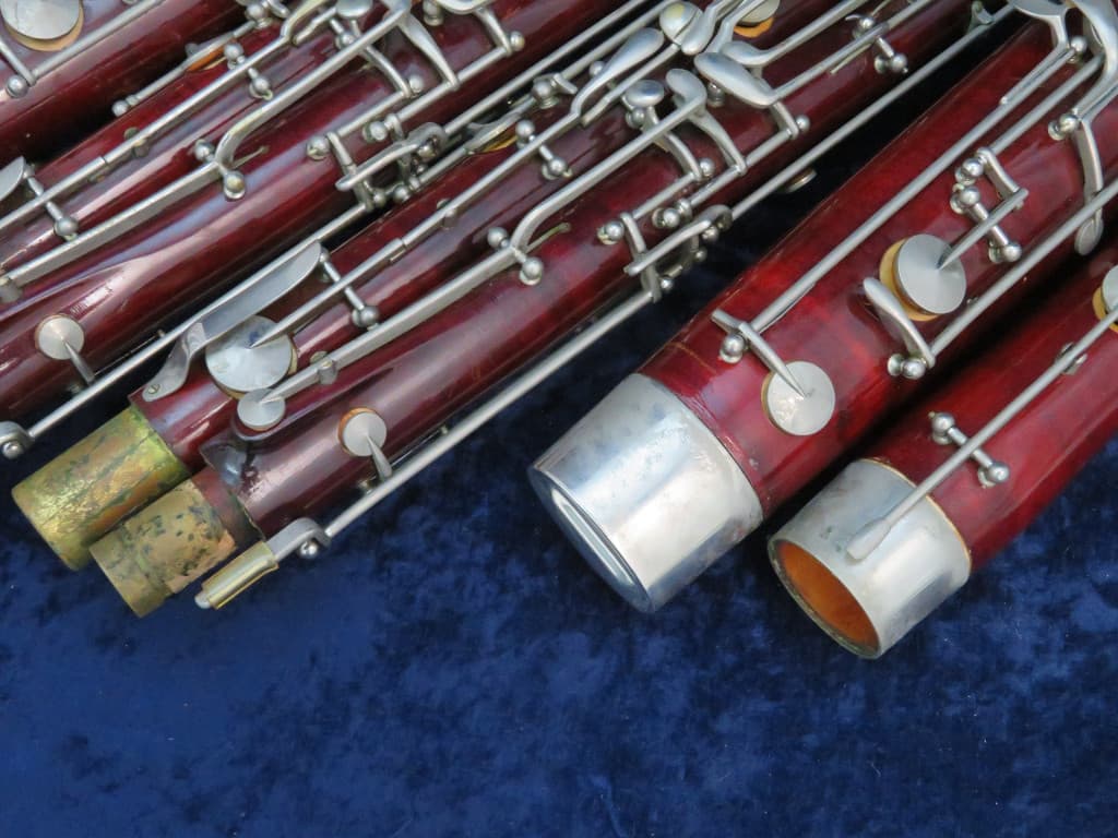 Pair of Wood Bassoons Schreiber Serial #4049 and Schreiber Serial #5571