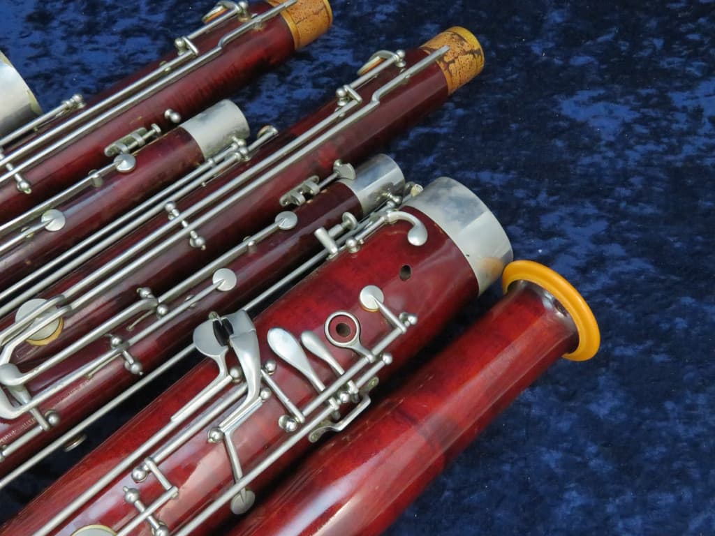 Pair of Wood Bassoons Schreiber Serial #4049 and Schreiber Serial #5571