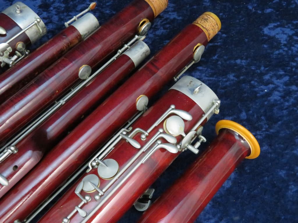 Pair of Wood Bassoons Schreiber Serial #4049 and Schreiber Serial #5571