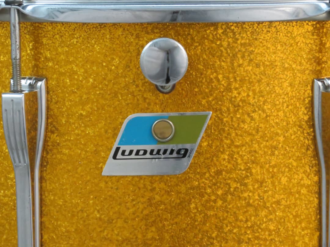 Ludwig No. 1167 12 x 17 Sparkling Gold Pearl Wood Tenor Drum Serial #isi11124