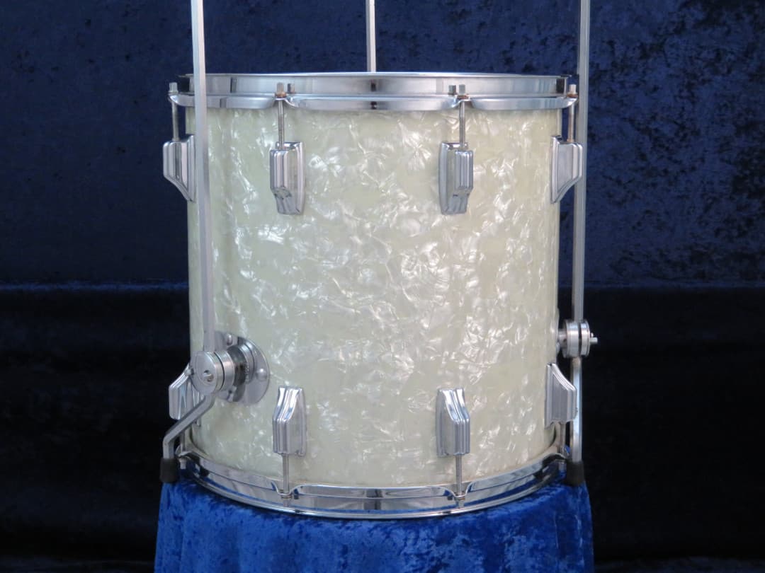 Rogers Holiday Model 14 x 14 White Marine Pearl Wood Floor Tom Serial #72507