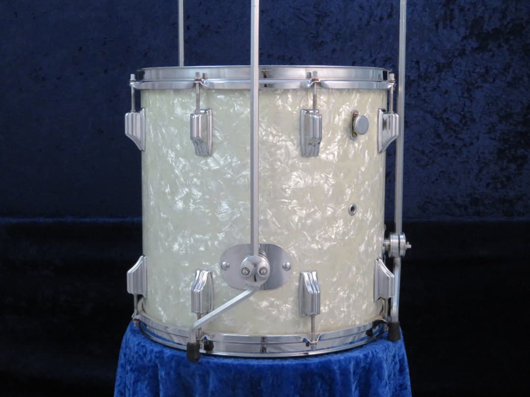 Rogers Holiday Model 14 x 14 White Marine Pearl Wood Floor Tom Serial #72507