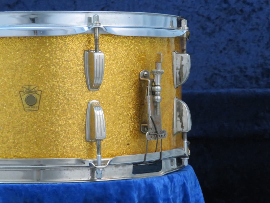 Ludwig 6.5 x 15 Sparkling Gold Pearl Wood Snare Drum Serial #isi8284