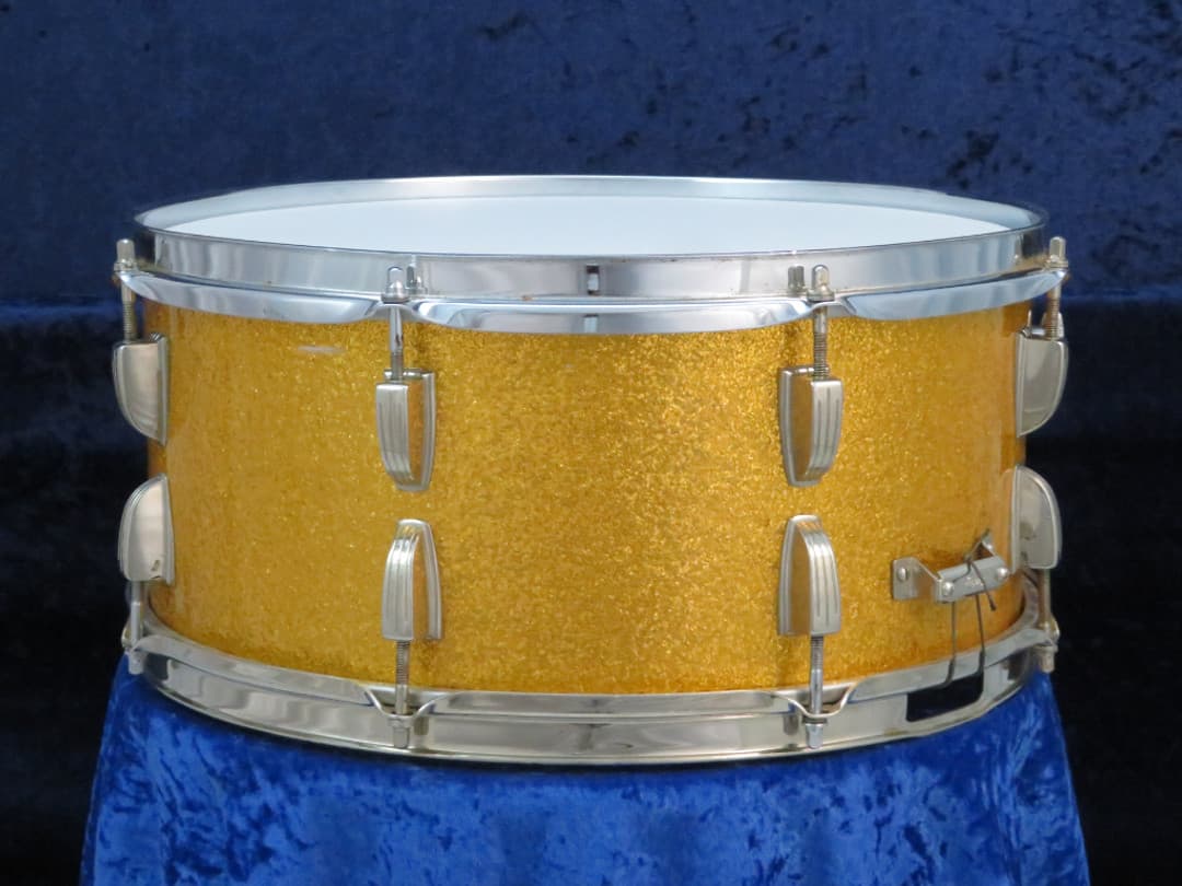 Ludwig 6.5 x 15 Sparkling Gold Pearl Wood Snare Drum Serial #isi8284
