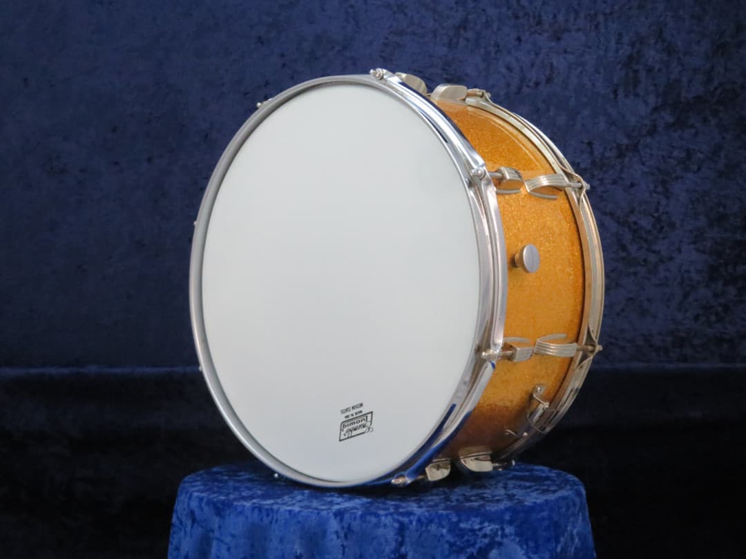 Ludwig 6.5 x 15 Sparkling Gold Pearl Wood Snare Drum Serial #isi8284
