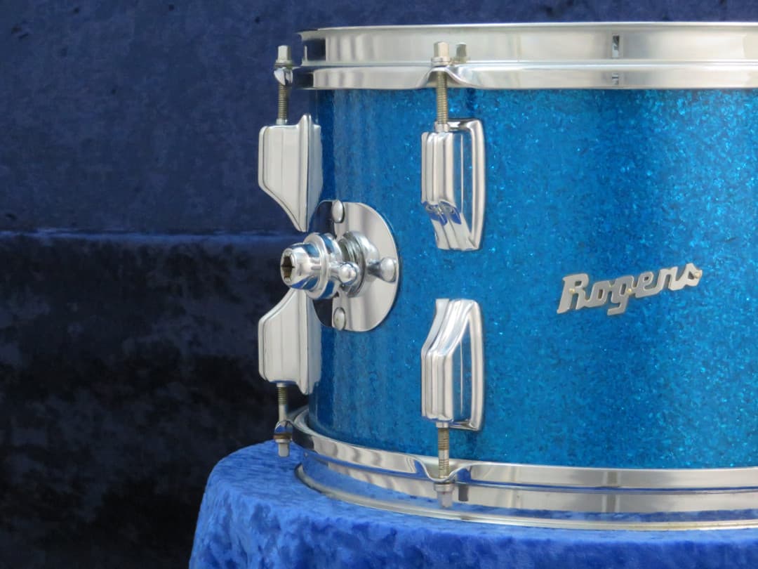 Rogers Holiday Model 8 x 12 Sparkling Blue Pearl Wood Tom Tom Serial #85336
