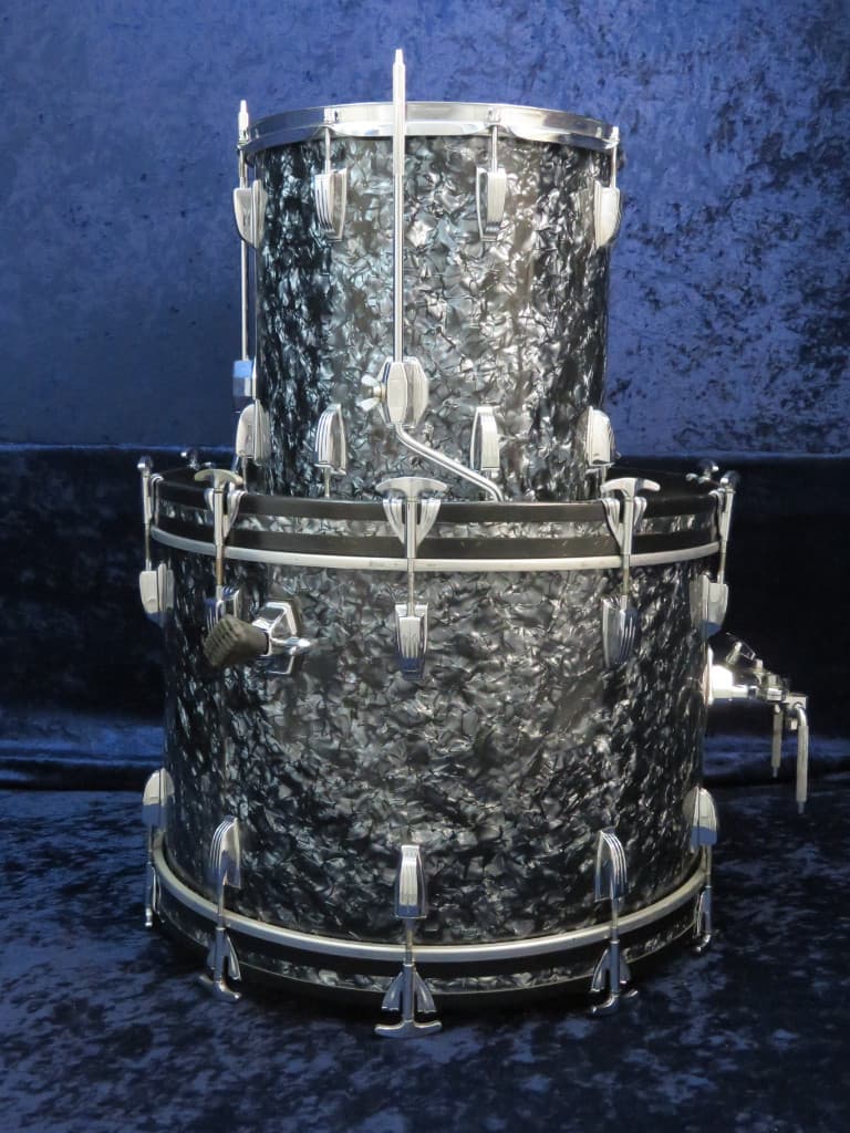 Ludwig 4 Piece Black Diamond Pearl Wood Drum Set Serial #1557581