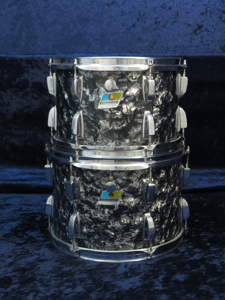 Ludwig 4 Piece Black Diamond Pearl Wood Drum Set Serial #1557581
