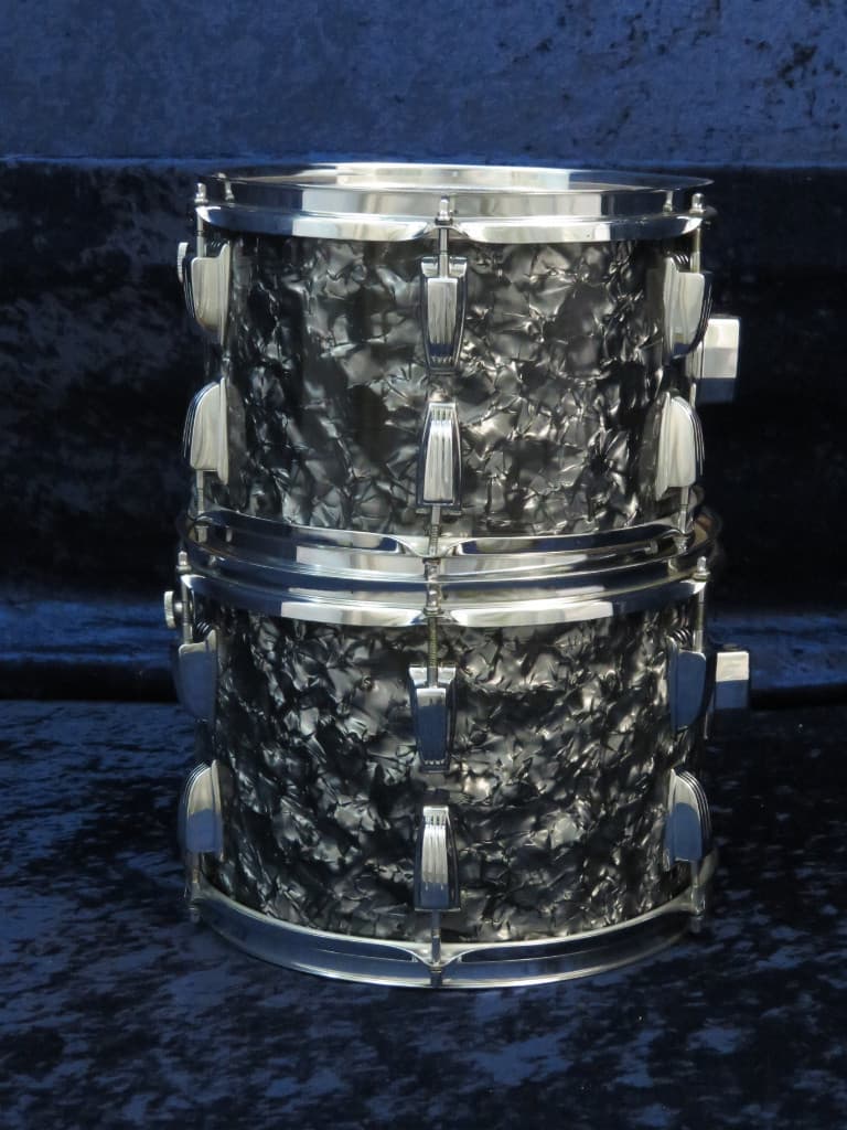 Ludwig 4 Piece Black Diamond Pearl Wood Drum Set Serial #1557581