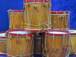Eames Company Colonial 8 Piece Wood Rope Pull Set of Drums Serial #isi11733 Eames Company Colonial 8 Piece Wood Rope Pull Set of Drums Serial #isi11733