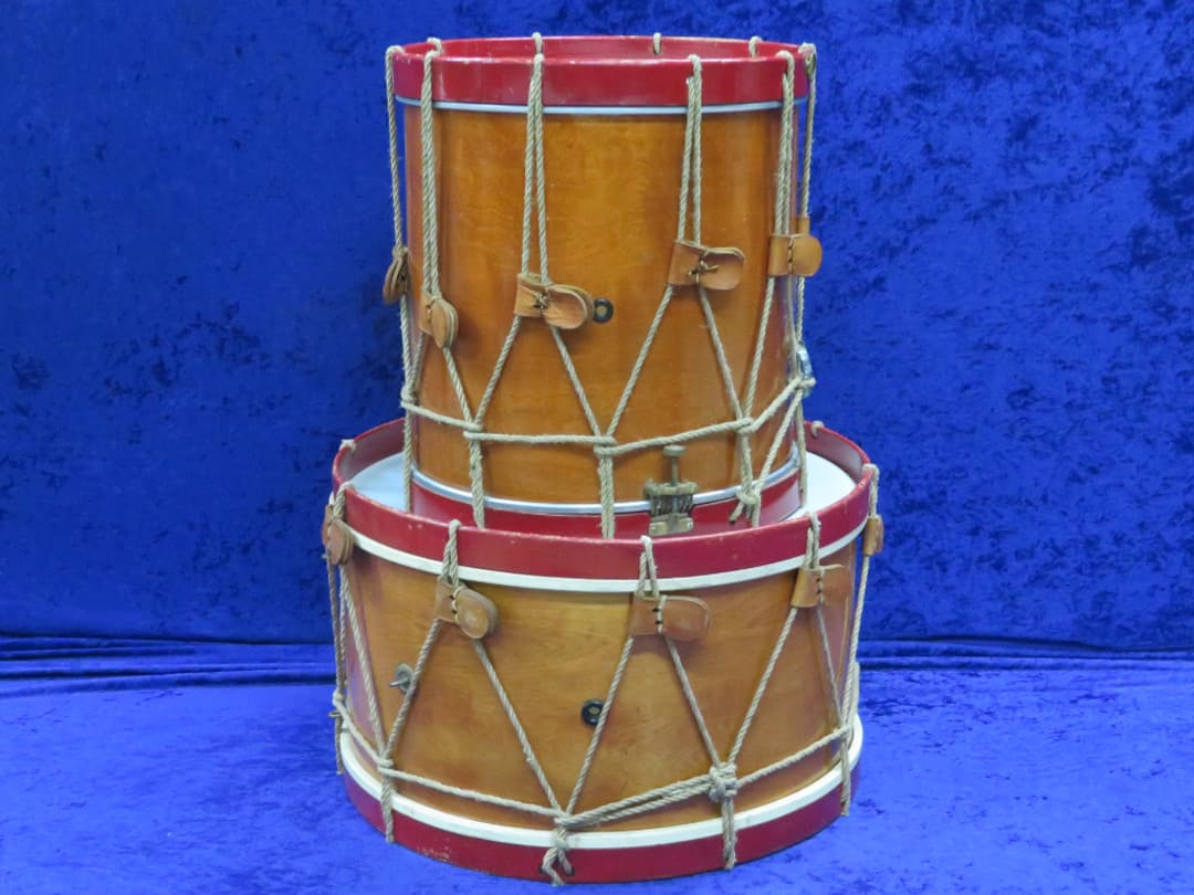 Eames Company Colonial 8 Piece Wood Rope Pull Set of Drums Serial #isi11733