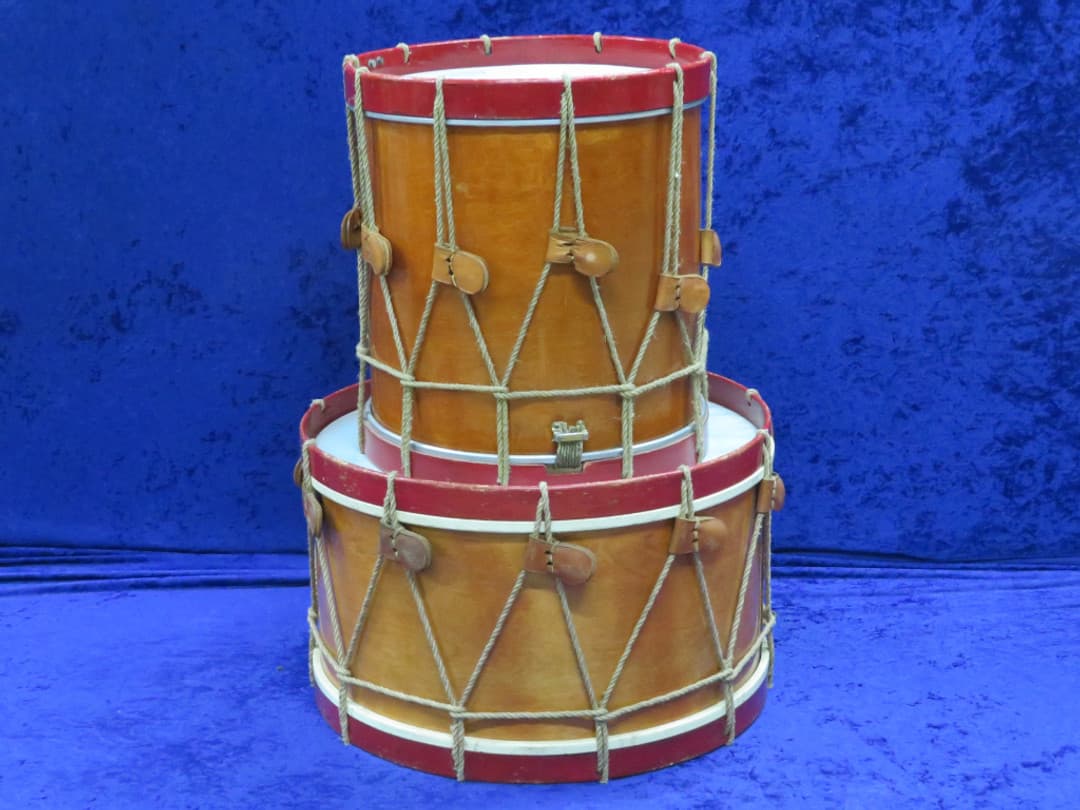 Eames Company Colonial 8 Piece Wood Rope Pull Set of Drums Serial #isi11733