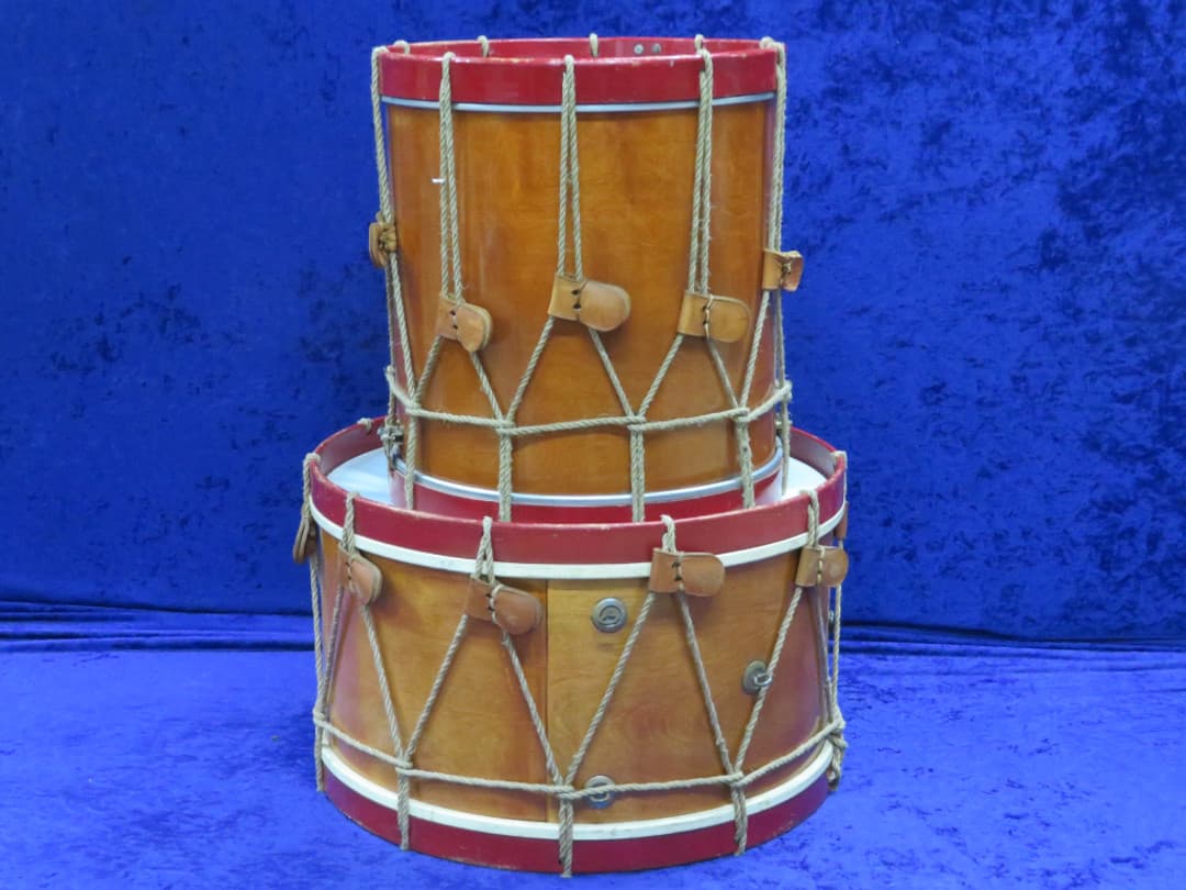 Eames Company Colonial 8 Piece Wood Rope Pull Set of Drums Serial #isi11733