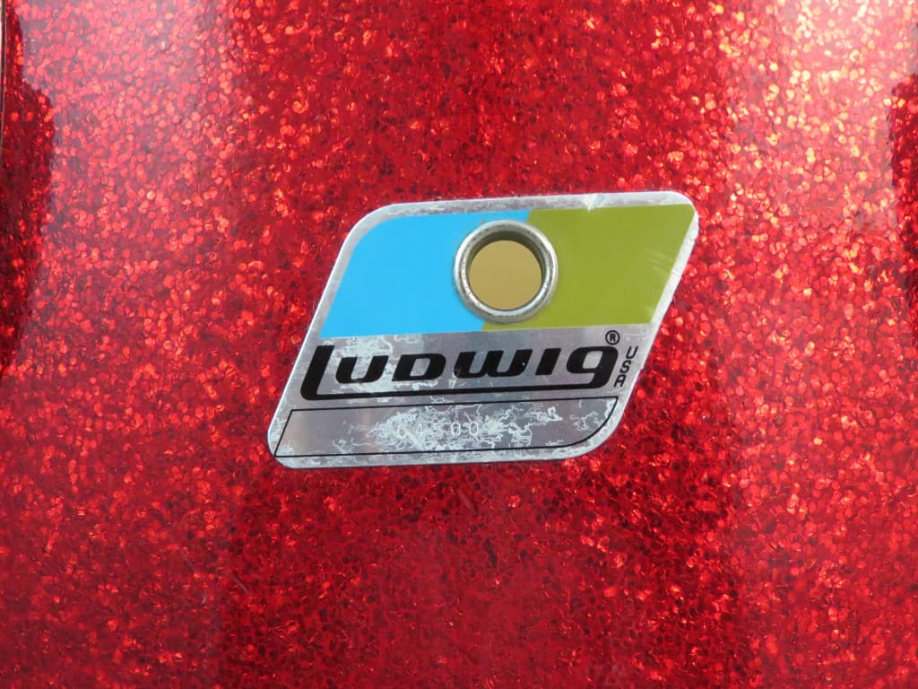 Ludwig 4 Piece Sparkling Red Pearl Wood Drum Set Serial #3042918