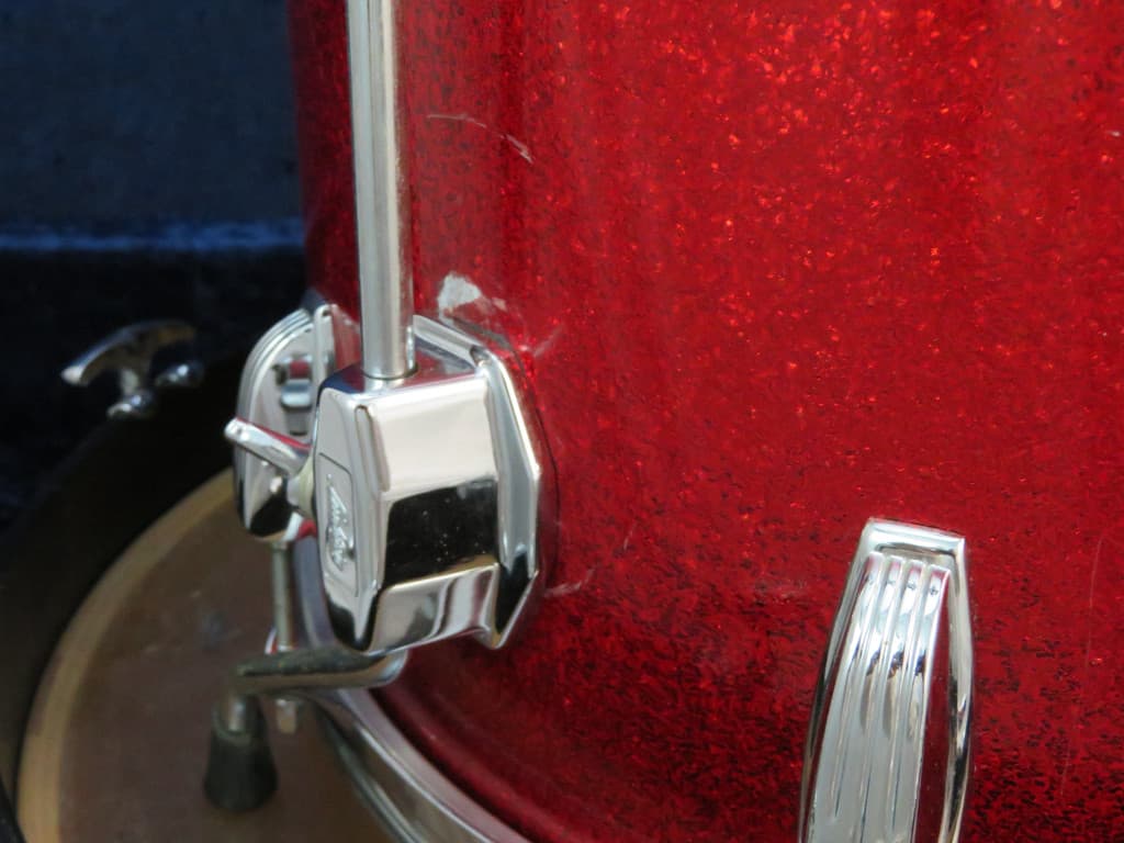 Ludwig 4 Piece Sparkling Red Pearl Wood Drum Set Serial #3042918