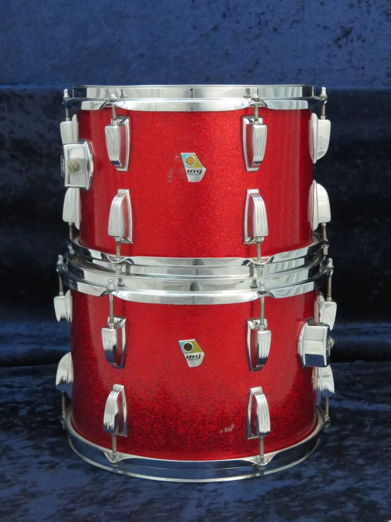 Ludwig 4 Piece Sparkling Red Pearl Wood Drum Set Serial #3042918