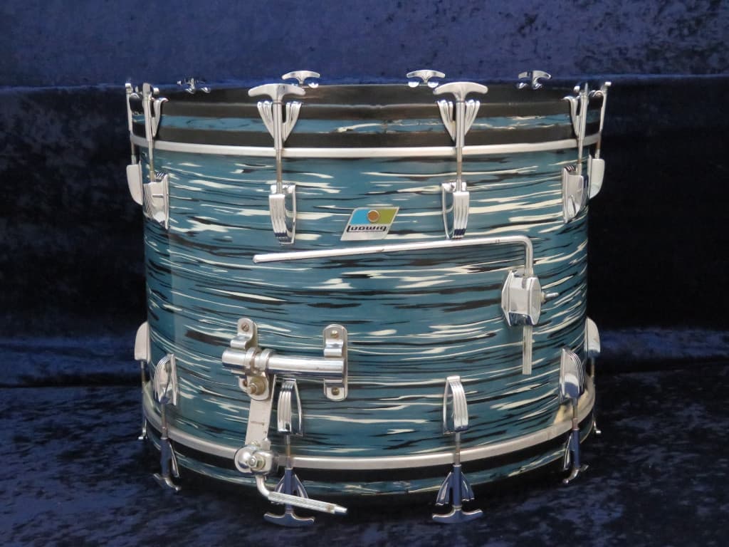 Ludwig 3 Piece Oyster Blue Pearl Wood Drum Set Serial #914196