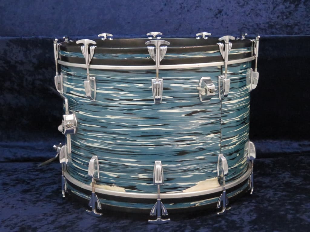 Ludwig 3 Piece Oyster Blue Pearl Wood Drum Set Serial #914196