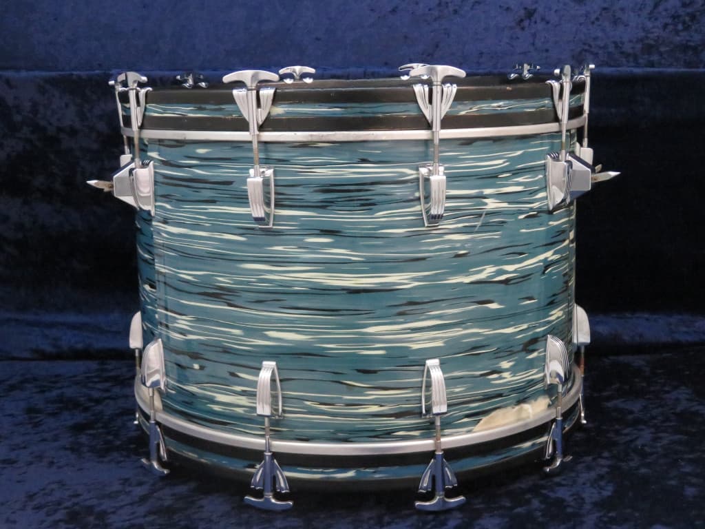Ludwig 3 Piece Oyster Blue Pearl Wood Drum Set Serial #914196