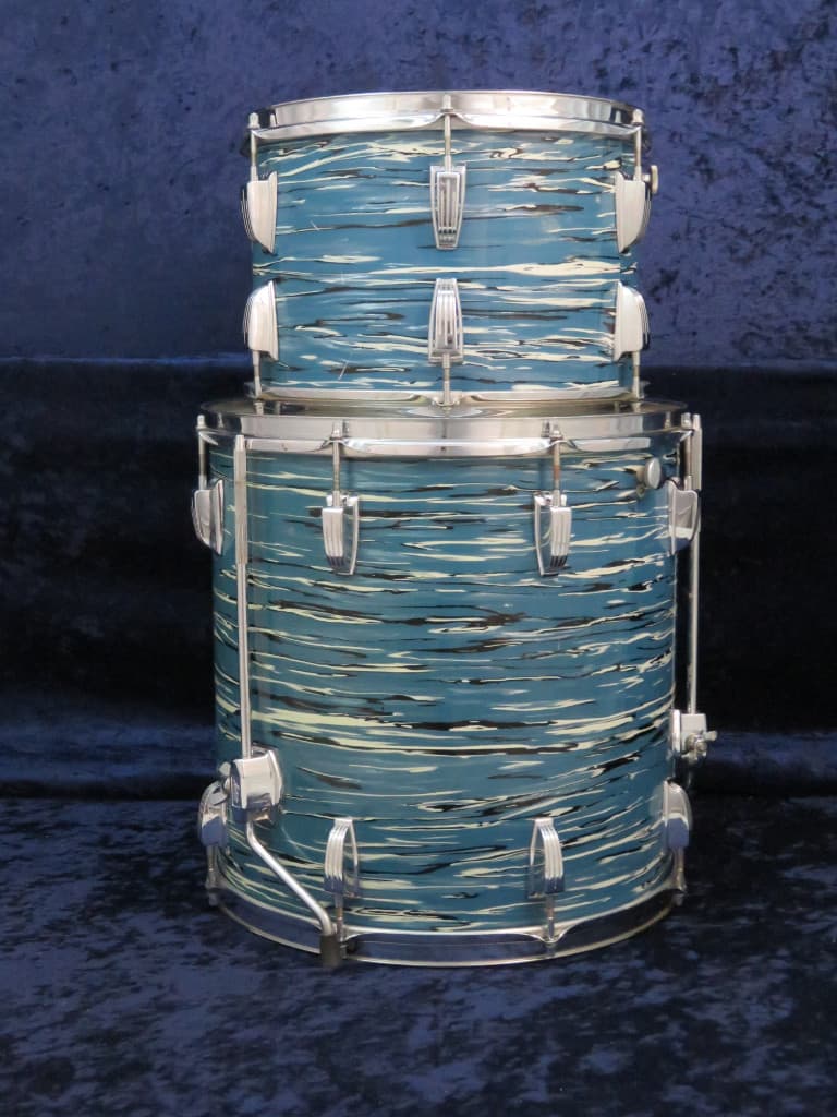 Ludwig 3 Piece Oyster Blue Pearl Wood Drum Set Serial #914196