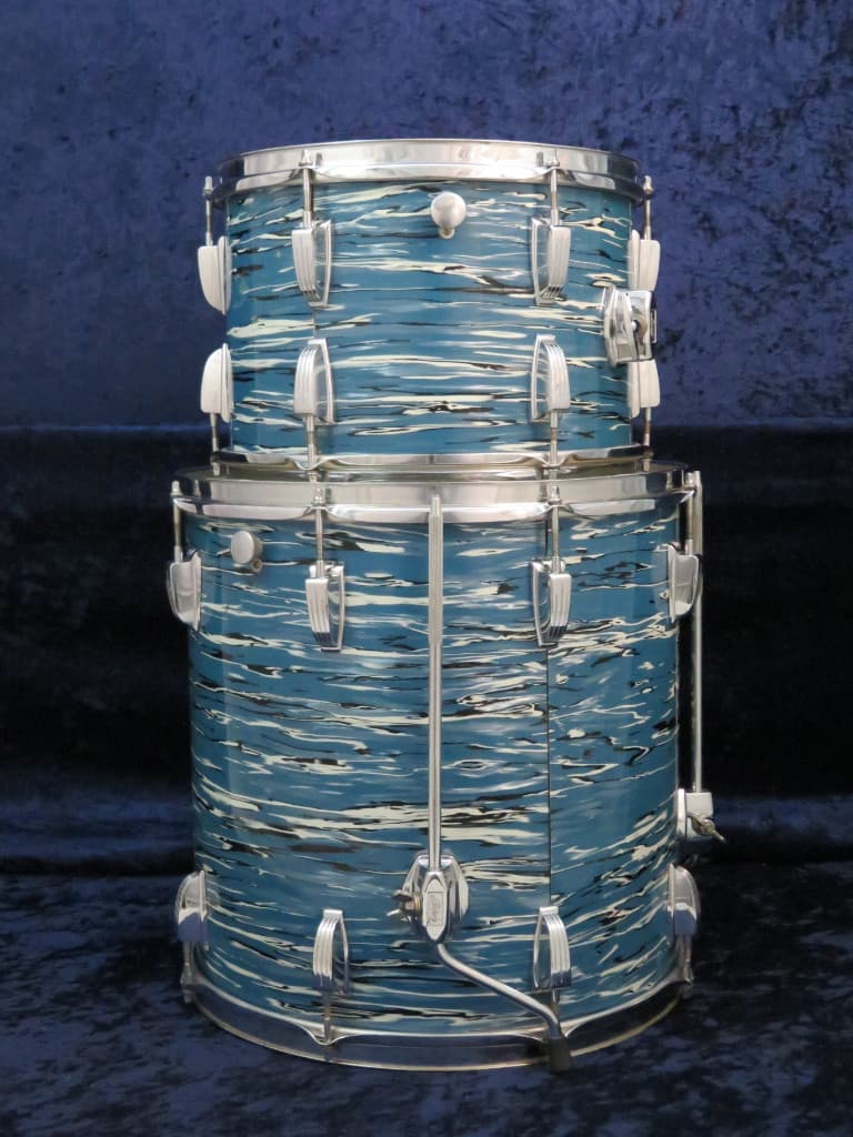 Ludwig 3 Piece Oyster Blue Pearl Wood Drum Set Serial #914196