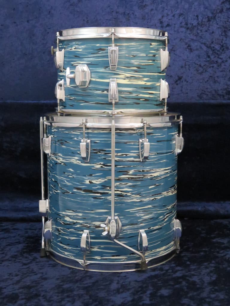 Ludwig 3 Piece Oyster Blue Pearl Wood Drum Set Serial #914196