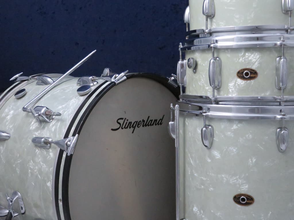 Slingerland 4 Piece Marine Pearl Wood Drum Set Serial #188471 Slingerland 4 Piece Marine Pearl Wood Drum Set Serial #188471