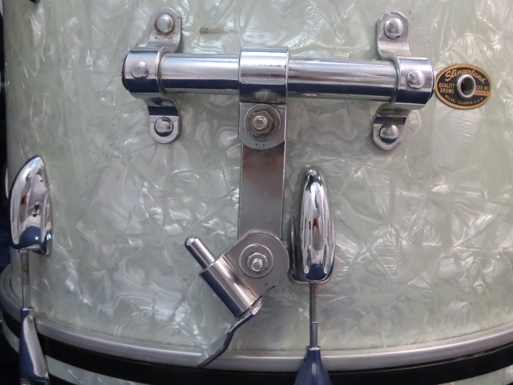 Slingerland 4 Piece Marine Pearl Wood Drum Set Serial #188471