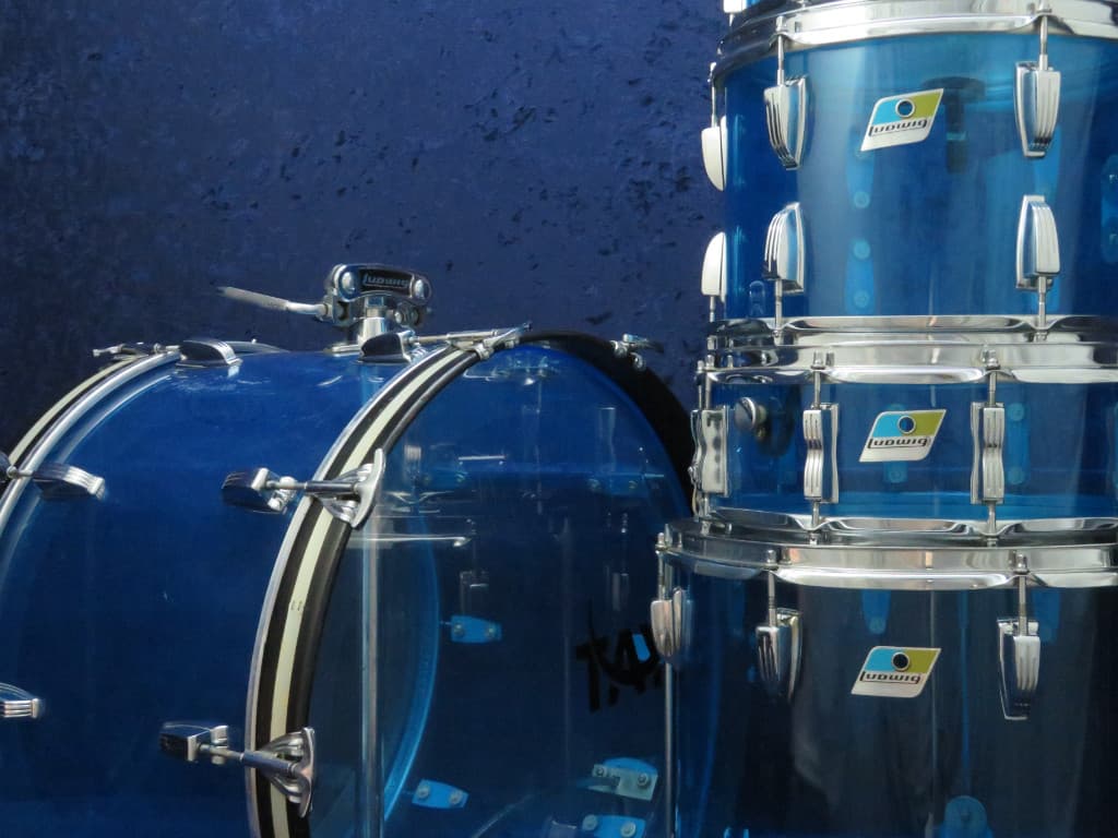 Ludwig 5 Piece Blue Vistalite Drum Set Serial #1025900 Ludwig 5 Piece Blue Vistalite Drum Set Serial #1025900
