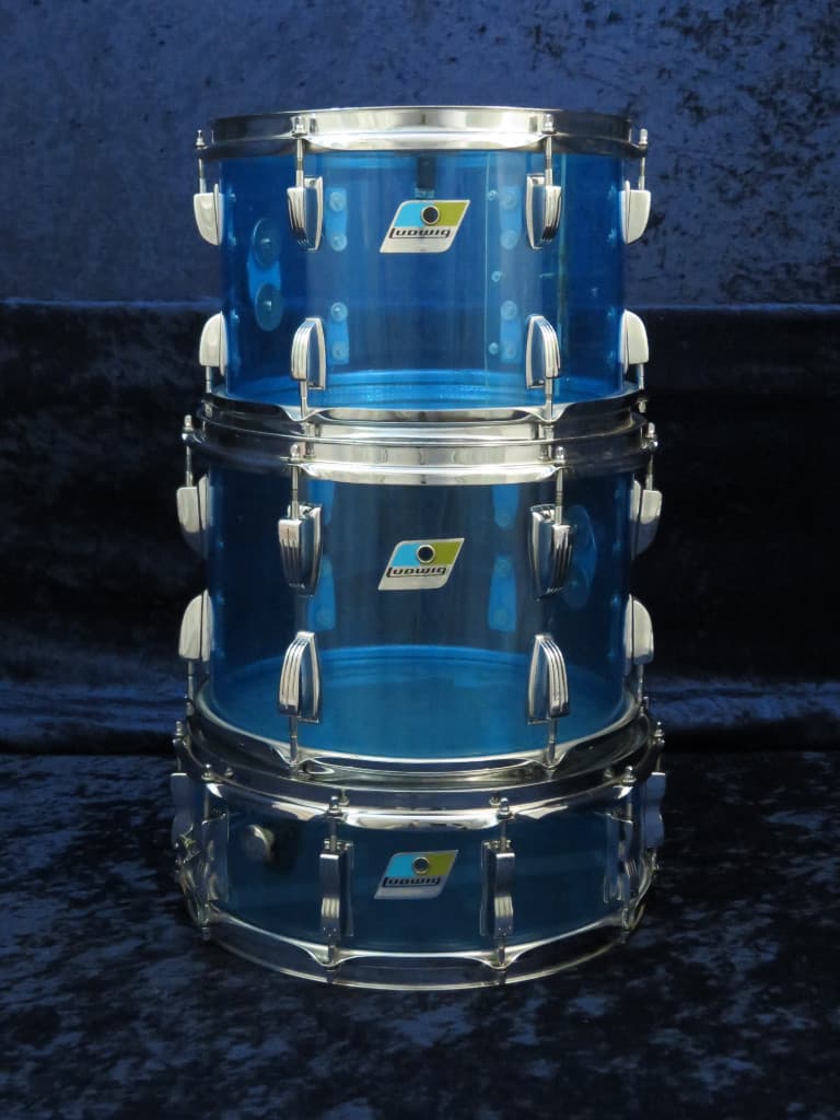 Ludwig 5 Piece Blue Vistalite Drum Set Serial #1025900