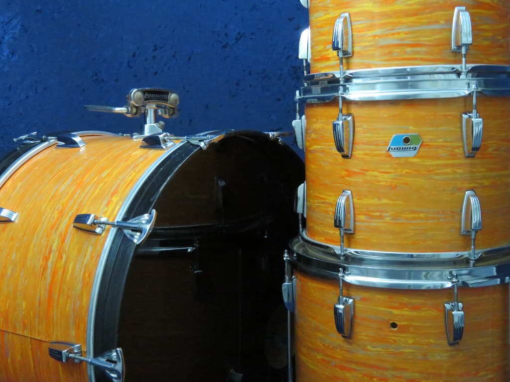 Ludwig 4 Piece Mod Orange Wood Drum Set Serial #926006 Ludwig 4 Piece Mod Orange Wood Drum Set Serial #926006