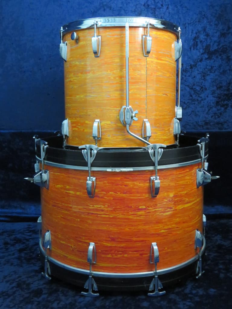 Ludwig 4 Piece Mod Orange Wood Drum Set Serial #926006
