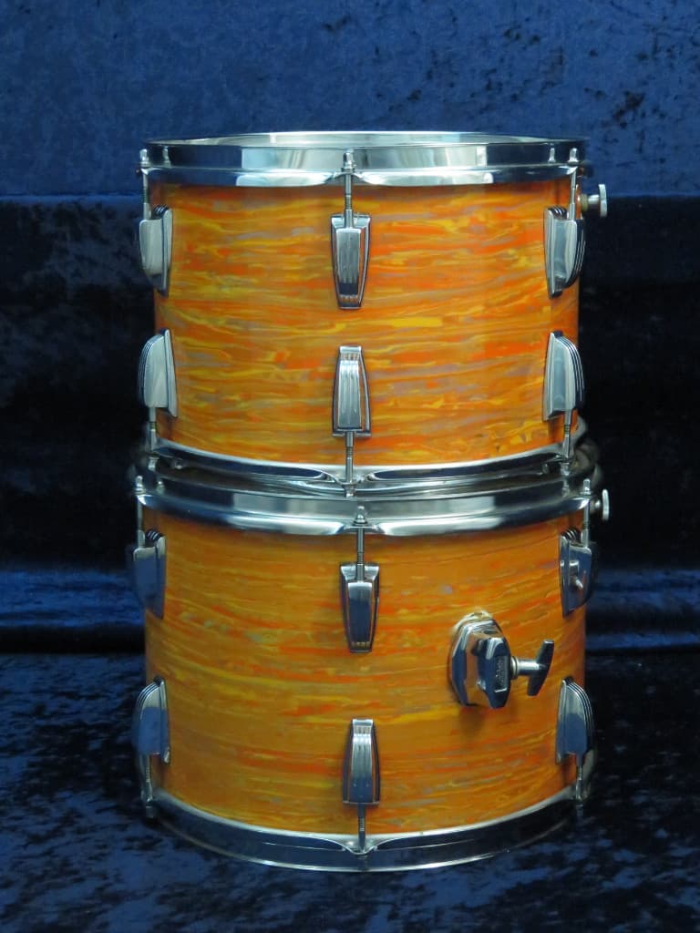 Ludwig 4 Piece Mod Orange Wood Drum Set Serial #926006